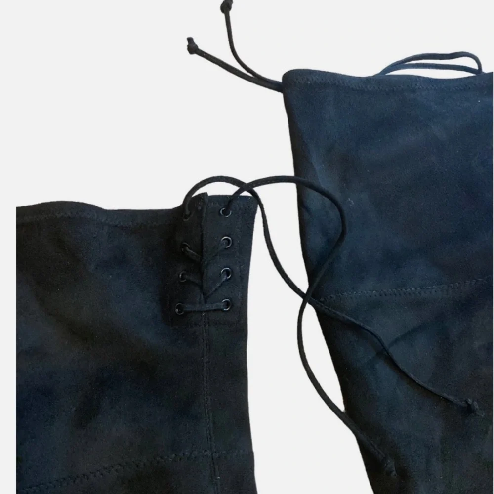 Vince Camuto Tapley Black Corset Lace Up Back Over The Knee Boot Size 5.5